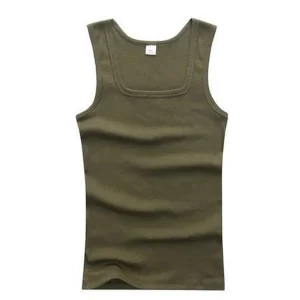 débardeur homme coton col carré kaki - image 13