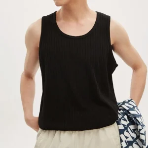 débardeur côtelé ample noir - autre angle