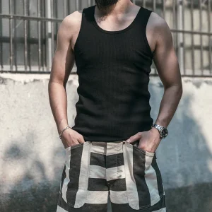 débardeur coton côtelé col rond noir - image 4