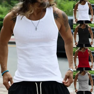 débardeur côtelé moulant rouge - autre angle