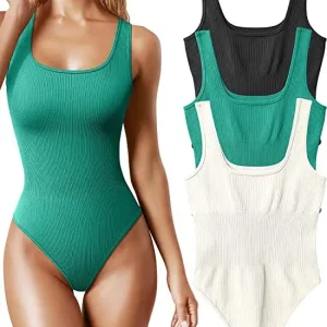 débardeur body col carré vert émeraude - image 34